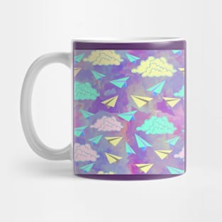 Paper planes colorful clouds design Mug